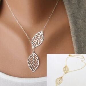 Boho Leaf Lariat Necklace